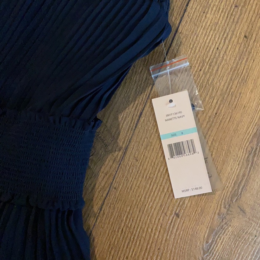 Nanette Lepore Navy Pleated Midi Dress - Picture 6 of 12